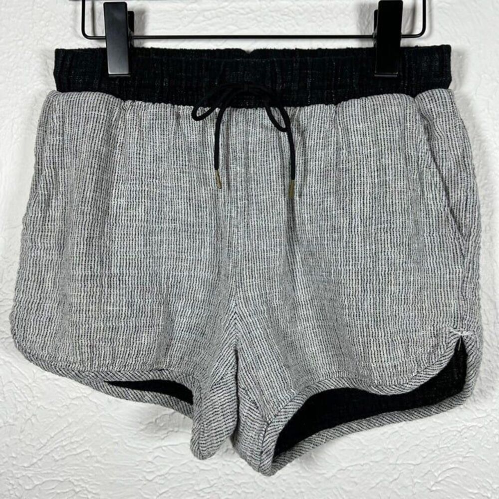 Madewell Comfy Linen Cotton Drawstring Pocket Shorts Black White Size Small - Picture 4 of 12